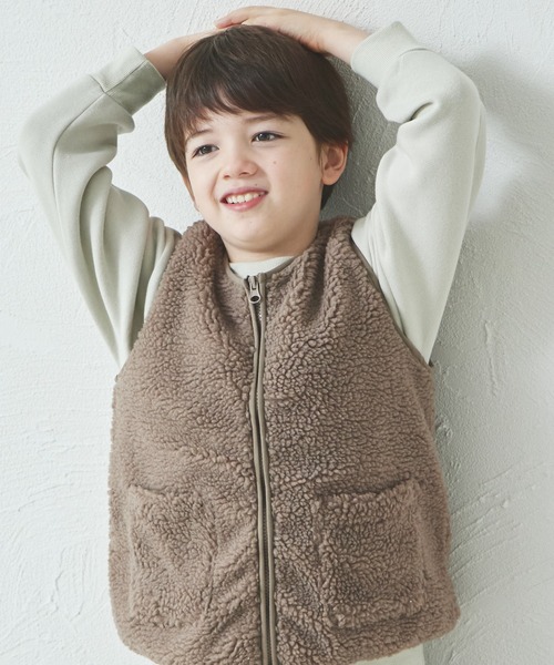 pairmanon（ペアマノン）の「ボア シンプルベスト（ベスト・キッズ・アイボリー/モカ/ブラック/ベージュ・90/100/110/120/130/140/150）」の9枚目の写真