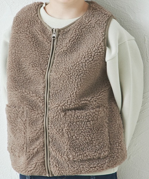 pairmanon（ペアマノン）の「ボア シンプルベスト（ベスト・キッズ・アイボリー/モカ/ブラック/ベージュ・90/100/110/120/130/140/150）」の10枚目の写真