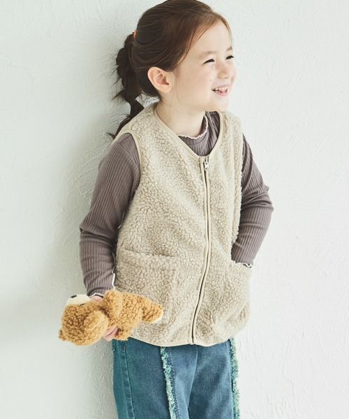 pairmanon（ペアマノン）の「ボア シンプルベスト（ベスト・キッズ・アイボリー/モカ/ブラック/ベージュ・90/100/110/120/130/140/150）」の12枚目の写真