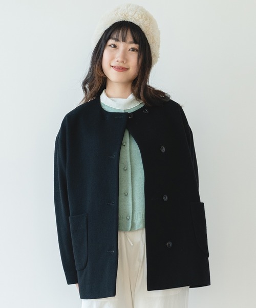 bulle de savon(ビュルデサボン)の「super100 ノーカラーブルゾン(ブルゾン・レディース・ブラック・FREE)」の2枚目の写真