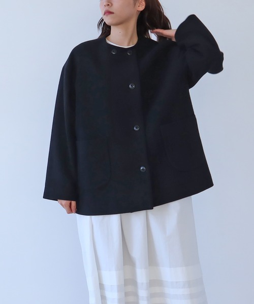bulle de savon(ビュルデサボン)の「super100 ノーカラーブルゾン(ブルゾン・レディース・ブラック・FREE)」の10枚目の写真