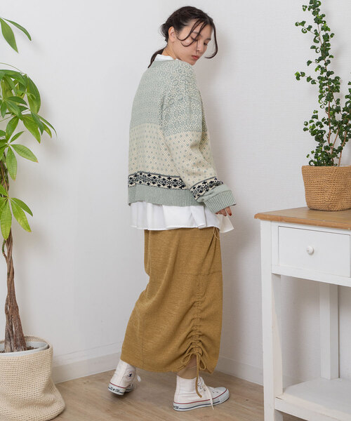 POU DOU DOU（プードゥドゥ）の「ノルディックジャガードニットカーディガン（カーディガン/ボレロ・レディース・ミント/グレー・M）」の8枚目の写真