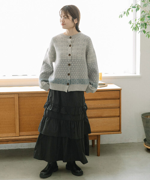 POU DOU DOU（プードゥドゥ）の「ノルディックジャガードニットカーディガン（カーディガン/ボレロ・レディース・ミント/グレー・M）」の11枚目の写真