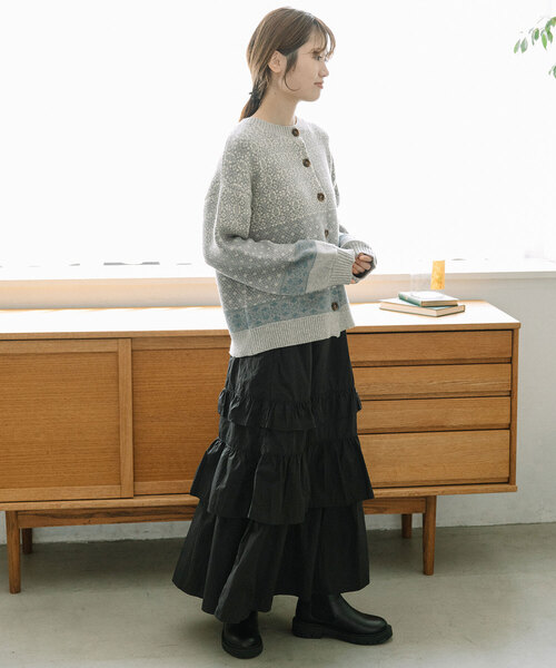 POU DOU DOU（プードゥドゥ）の「ノルディックジャガードニットカーディガン（カーディガン/ボレロ・レディース・ミント/グレー・M）」の12枚目の写真