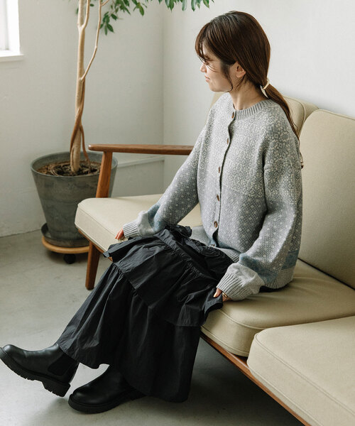 POU DOU DOU（プードゥドゥ）の「ノルディックジャガードニットカーディガン（カーディガン/ボレロ・レディース・ミント/グレー・M）」の14枚目の写真