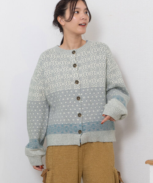 POU DOU DOU（プードゥドゥ）の「ノルディックジャガードニットカーディガン（カーディガン/ボレロ・レディース・ミント/グレー・M）」の17枚目の写真