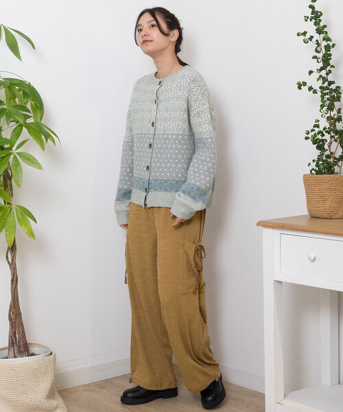 POU DOU DOU（プードゥドゥ）の「ノルディックジャガードニットカーディガン（カーディガン/ボレロ・レディース・ミント/グレー・M）」の20枚目の写真