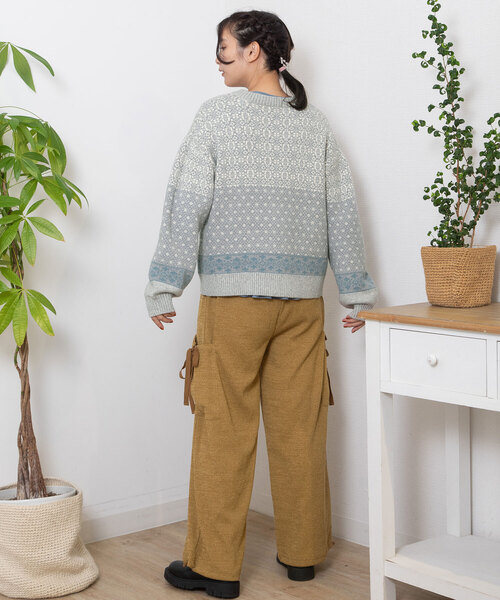 POU DOU DOU（プードゥドゥ）の「ノルディックジャガードニットカーディガン（カーディガン/ボレロ・レディース・ミント/グレー・M）」の21枚目の写真