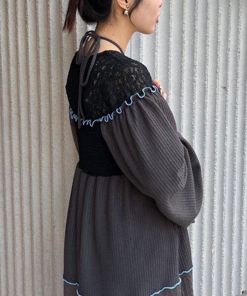 HELLO.SANFRANCISCO パッチワーク配色メローワンピース CIAOPANIC TYPY｜【HELLO.SANFRANCISCO】パッチワーク配色メロー