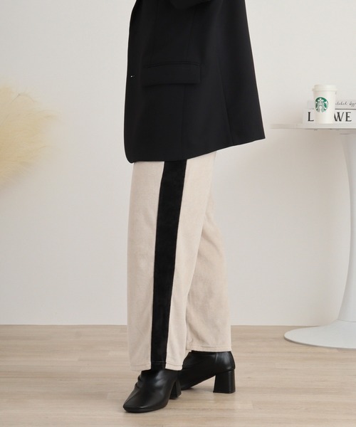 atONE(アットワン)の「TCカットベロアライン入りパンツ(その他パンツ・レディース・アイボリー/ブラック/ブラウン・L/M)」の5枚目の写真