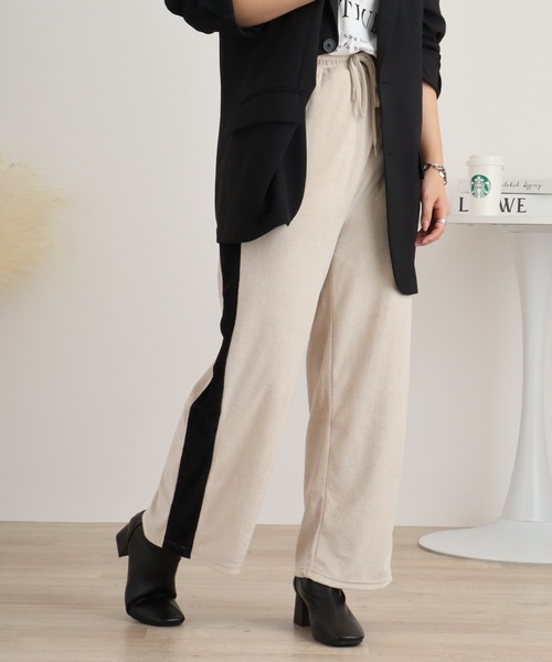 atONE(アットワン)の「TCカットベロアライン入りパンツ(その他パンツ・レディース・アイボリー/ブラック/ブラウン・L/M)」の7枚目の写真