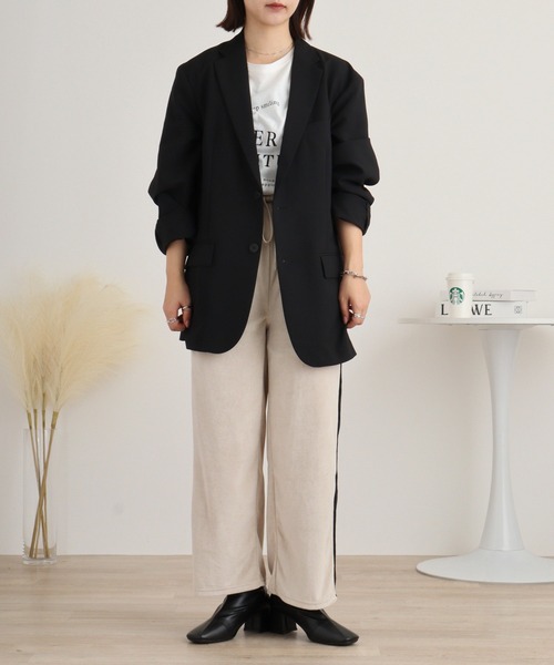 atONE(アットワン)の「TCカットベロアライン入りパンツ(その他パンツ・レディース・アイボリー/ブラック/ブラウン・L/M)」の8枚目の写真