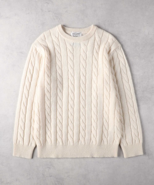 ニット・セーター IONSEOUL Back Printing Knit BACK NUMBER】BritishWool ケーブルクルーネックニット（ニット