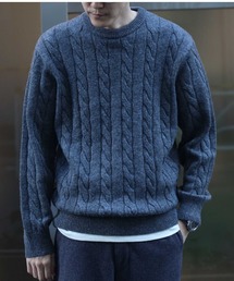BACK NUMBER(バックナンバー)【メンズ】「BritishWool」ケーブルクルーネックニット