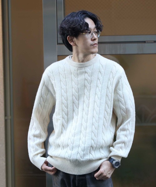 BACK NUMBER（バックナンバー）の「【BACK NUMBER】BritishWool ケーブルクルーネックニット（ニット/セーター・メンズ・ベージュ/ネイビー/ダークグレー/その他1/その他3/その他5/オフホワイト/その他7・M/L/XL）」の12枚目の写真