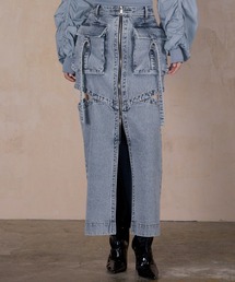 【THINGS THAT MATTER/シングス ザット マター】NOTCH WORK DENIM SKIRT/デニムスカート