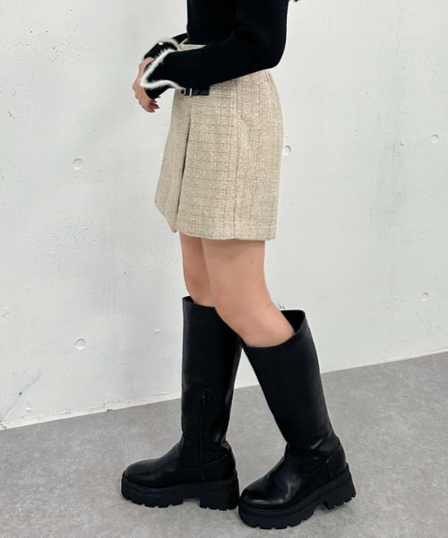 archives（アルシーヴ）の「ラメツイードラップスカパン（スカート・レディース・レッド/ベージュ/グレー・MEDIUM）」の16枚目の写真