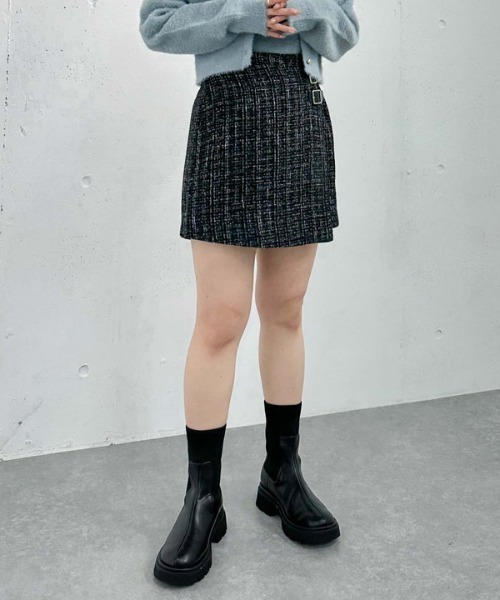 archives（アルシーヴ）の「ラメツイードラップスカパン（スカート・レディース・レッド/ベージュ/グレー・MEDIUM）」の22枚目の写真