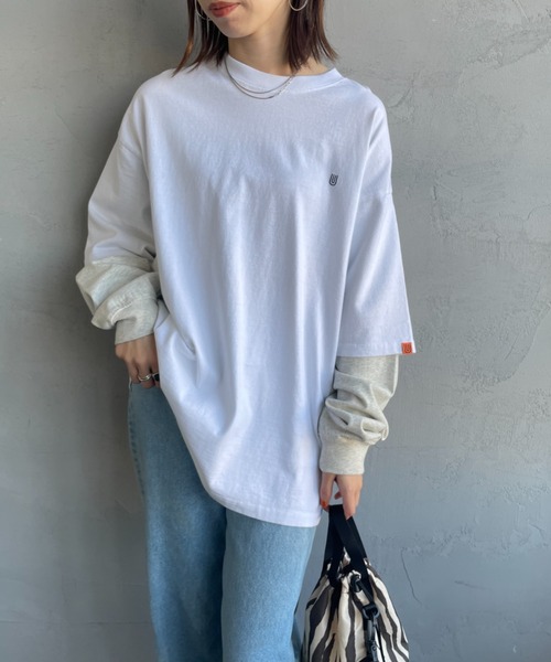 tシャツ 「UNIVERSAL OVERALL/ユニバーサルオーバーオール」 別注 フェイクレイヤード ロングスリーブTシャツ レディース メンズ UNIVERSAL OVERALL tシャツ 「UNIVERSAL OVERALL/ユニバーサル