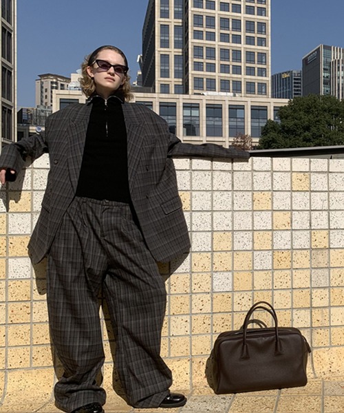 LONSLAN】チェック柄 ダブルブレスト オーバージャケット CHLONW25s006