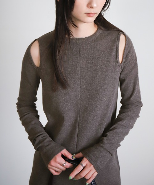 select MOCA（セレクトモカ）の「カットアウトリブワンピース（ワンピース・レディース・ブラック/モカ・LARGE/MEDIUM）」の4枚目の写真