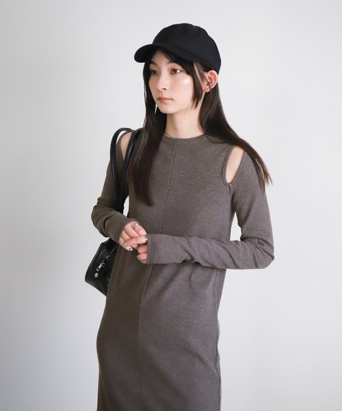 select MOCA（セレクトモカ）の「カットアウトリブワンピース（ワンピース・レディース・ブラック/モカ・LARGE/MEDIUM）」の11枚目の写真