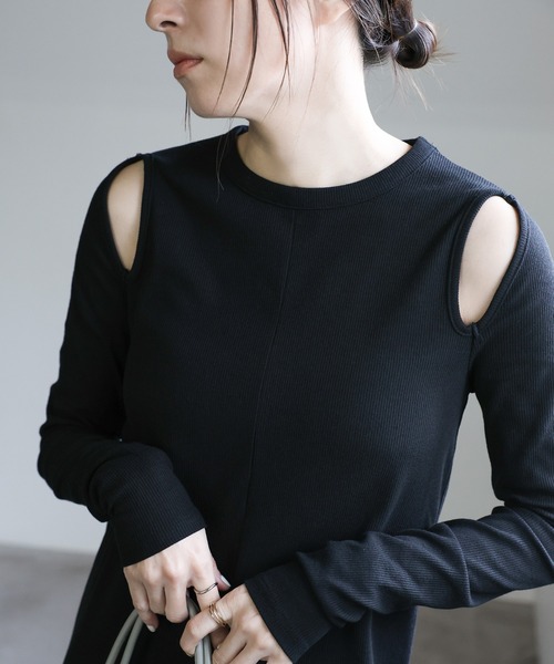 select MOCA（セレクトモカ）の「カットアウトリブワンピース（ワンピース・レディース・ブラック/モカ・LARGE/MEDIUM）」の15枚目の写真