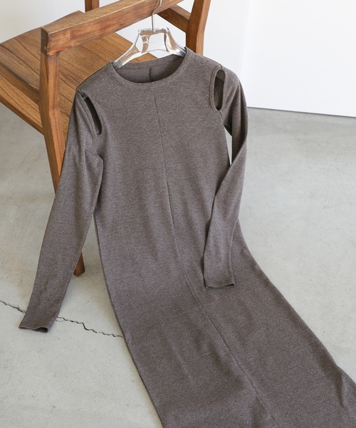 select MOCA（セレクトモカ）の「カットアウトリブワンピース（ワンピース・レディース・ブラック/モカ・LARGE/MEDIUM）」の14枚目の写真