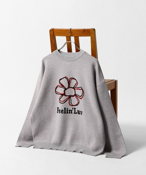 RAGEBLUE（レイジブルー）の「ジャガード/オーバーサイズモチーフニット（ニット/セーター・メンズ・ネイビー/グレー/ピンク/ホワイト・MEDIUM/LARGE）」の3枚目の写真