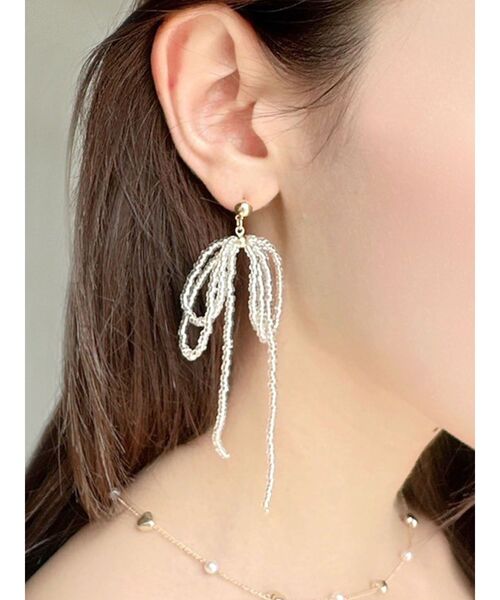 RESEXXY（リゼクシー）の「クリアビーズリボンピアス（ピアス（両耳用）・レディース・クリア/ピンク・FREE）」の2枚目の写真