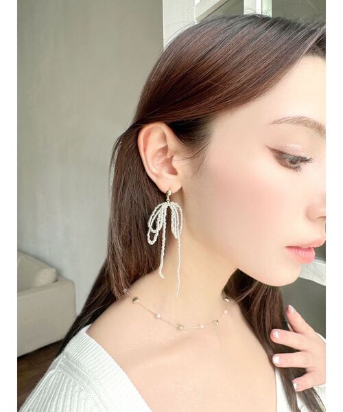 RESEXXY（リゼクシー）の「クリアビーズリボンピアス（ピアス（両耳用）・レディース・クリア/ピンク・FREE）」の3枚目の写真