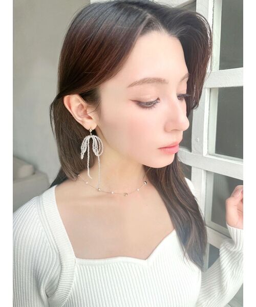 RESEXXY（リゼクシー）の「クリアビーズリボンピアス（ピアス（両耳用）・レディース・クリア/ピンク・FREE）」の4枚目の写真