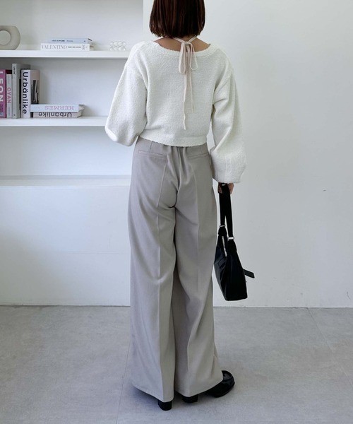 archives（アルシーヴ）の「【25ss/春も使える/今買ってすぐ着れる】カールシャギーニットアンサンブル（ニット/セーター・レディース・グレー/オフホワイト/グレイッシュベージュ・MEDIUM）」の19枚目の写真