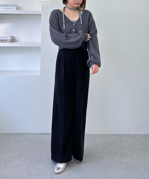 archives（アルシーヴ）の「【25ss/春も使える/今買ってすぐ着れる】カールシャギーニットアンサンブル（ニット/セーター・レディース・グレー/オフホワイト/グレイッシュベージュ・MEDIUM）」の12枚目の写真