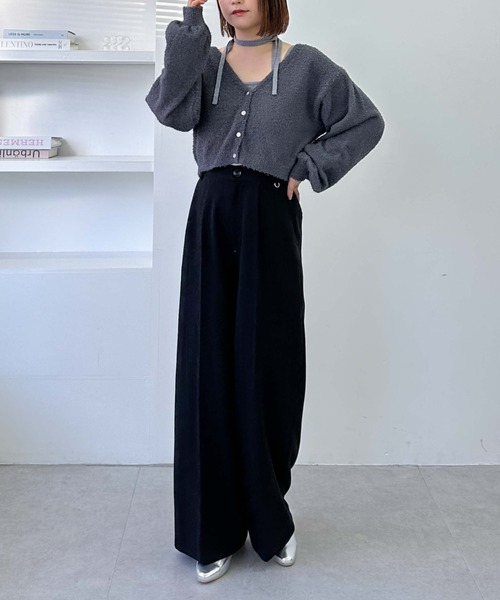 archives（アルシーヴ）の「【25ss/春も使える/今買ってすぐ着れる】カールシャギーニットアンサンブル（ニット/セーター・レディース・グレー/オフホワイト/グレイッシュベージュ・MEDIUM）」の14枚目の写真