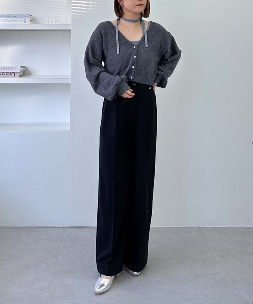 archives（アルシーヴ）の「【25ss/春も使える/今買ってすぐ着れる】カールシャギーニットアンサンブル（ニット/セーター・レディース・グレー/オフホワイト/グレイッシュベージュ・MEDIUM）」の13枚目の写真