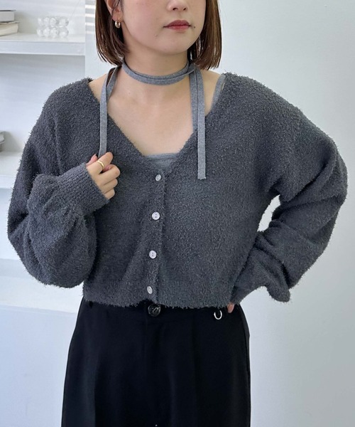 archives（アルシーヴ）の「【25ss/春も使える/今買ってすぐ着れる】カールシャギーニットアンサンブル（ニット/セーター・レディース・グレー/オフホワイト/グレイッシュベージュ・MEDIUM）」の17枚目の写真