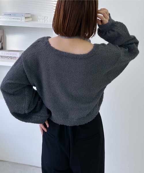 archives（アルシーヴ）の「【25ss/春も使える/今買ってすぐ着れる】カールシャギーニットアンサンブル（ニット/セーター・レディース・グレー/オフホワイト/グレイッシュベージュ・MEDIUM）」の15枚目の写真