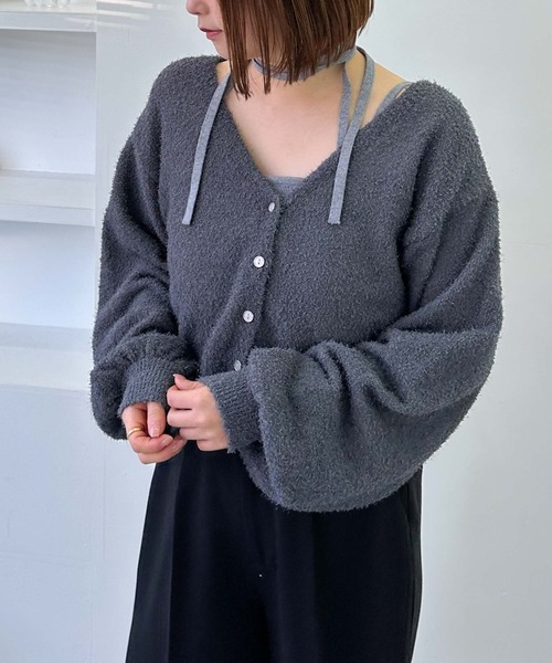 archives（アルシーヴ）の「【25ss/春も使える/今買ってすぐ着れる】カールシャギーニットアンサンブル（ニット/セーター・レディース・グレー/オフホワイト/グレイッシュベージュ・MEDIUM）」の16枚目の写真