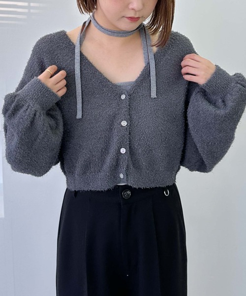 archives（アルシーヴ）の「【25ss/春も使える/今買ってすぐ着れる】カールシャギーニットアンサンブル（ニット/セーター・レディース・グレー/オフホワイト/グレイッシュベージュ・MEDIUM）」の18枚目の写真