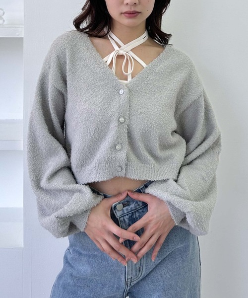 archives（アルシーヴ）の「【25ss/春も使える/今買ってすぐ着れる】カールシャギーニットアンサンブル（ニット/セーター・レディース・グレー/オフホワイト/グレイッシュベージュ・MEDIUM）」の9枚目の写真
