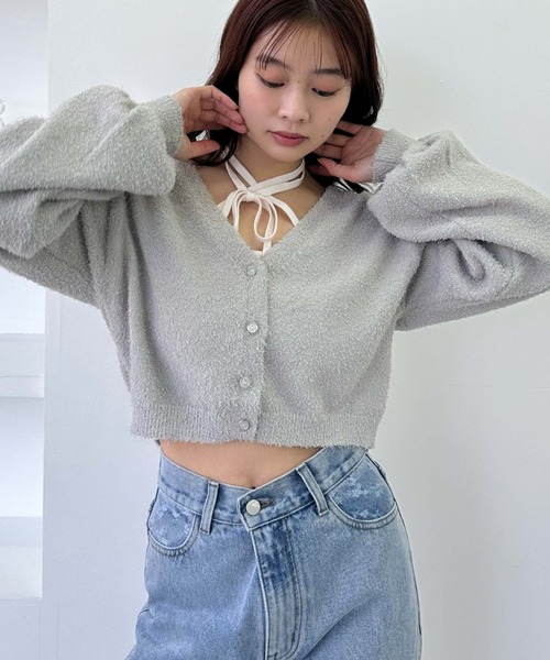 archives（アルシーヴ）の「【25ss/春も使える/今買ってすぐ着れる】カールシャギーニットアンサンブル（ニット/セーター・レディース・グレー/オフホワイト/グレイッシュベージュ・MEDIUM）」の10枚目の写真