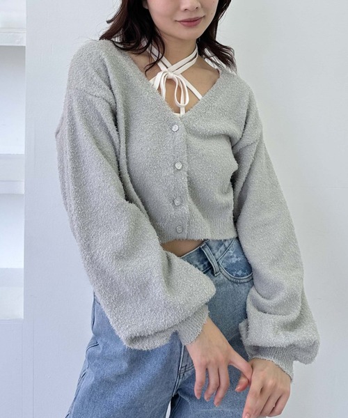 archives（アルシーヴ）の「【25ss/春も使える/今買ってすぐ着れる】カールシャギーニットアンサンブル（ニット/セーター・レディース・グレー/オフホワイト/グレイッシュベージュ・MEDIUM）」の8枚目の写真