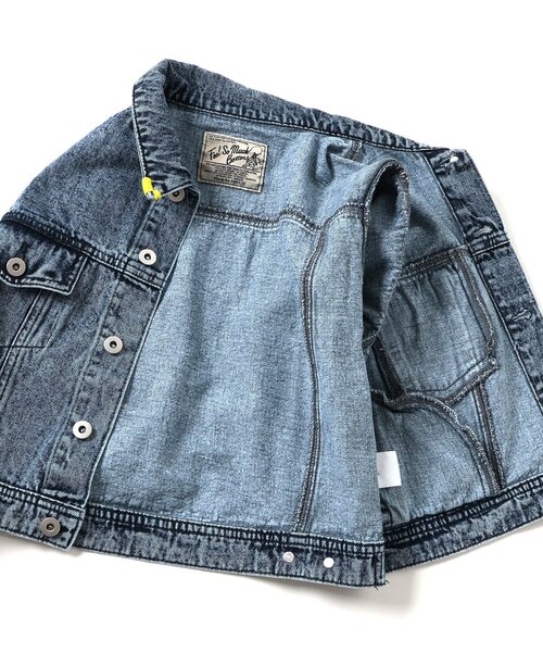 BREEZE（ブリーズ）の「【ジュニア対応】ケミカルデニムジャケット（デニムジャケット・キッズ・サックスブルー・90/100/110/130/140/120）」の2枚目の写真