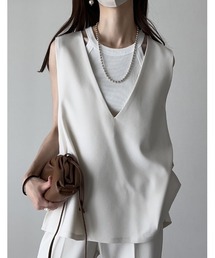 Re:EDIT（リエディ）の「[mau×Re:EDIT][mauコラボ]ストレッチミックスツイルVネックベスト（ベスト）」