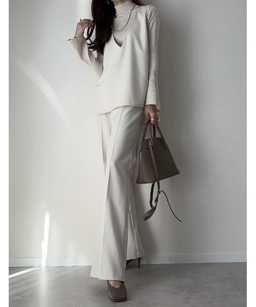 mau×Re:EDIT][mauコラボ]ストレッチミックスツイルVネックベスト