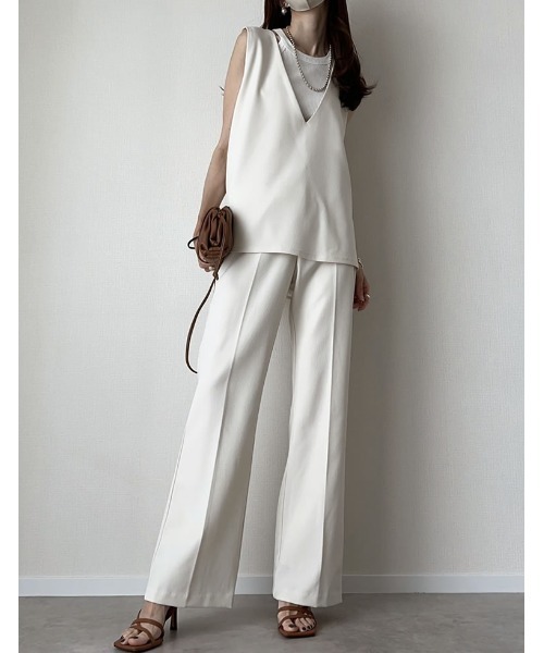 mau×Re:EDIT][mauコラボ]ストレッチミックスツイルVネックベスト