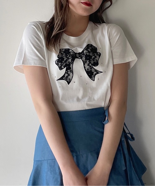 レースリボンTシャツ（Tシャツ/カットソー）｜one way