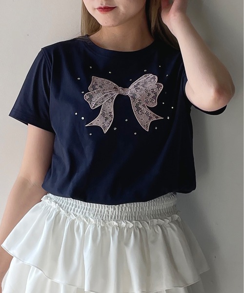 レースリボンTシャツ（Tシャツ/カットソー）｜one way
