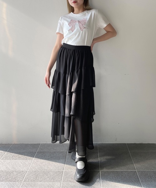 one way(ワンウェイ)の「レースリボンTシャツ(Tシャツ/カットソー・レディース・ホワイト×ブラック/ホワイト×ピンク/ネイビー/ピンク・FREE)」の20枚目の写真